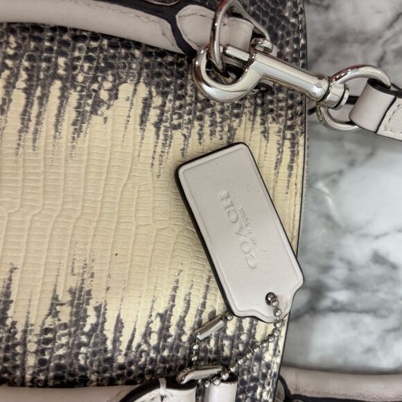 COACH MINI SIERRA EMBOSSED LEATHER SATCHEL grey cream purse handbag - Picture 2 of 10